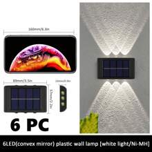 6pcs/1pc Outdoor Solar Wall Lights, Easy Installation, 8/10 LED Waterproof Up & Down Lighting Decorative Lamps, Suitable For Garden, Yard, Park, Wall