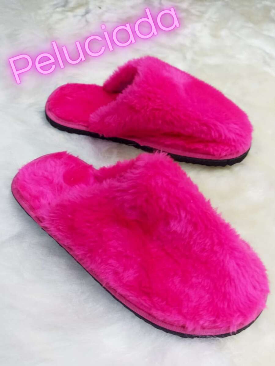 Plush Slipper, Comfortable Plush Slipper With Non-Slip Sole, Unisex And Various Colors - 玫紅色 - 查看 1