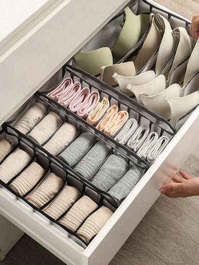 1/3 Pcs Underwear And Socks Storage Box, Clothing Drawer Organizer For Pants, Jeans, Skirts, Living Room Storage, White T-Shirts, Black Pants, Women's Winter Clothes, Dresses, Women's White Long Sleeve Blouse, White Jumpsuit, Women's Spring Wear, Minimalist Summer Tops