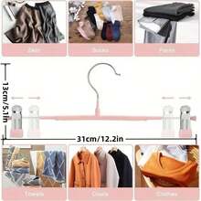 5 chiếc kẹp treo quần bằng thép không gỉ có thể điều chỉnh, chống trượt, vô hình, dễ sử dụng, thích hợp cho tủ quần áo và gia đình, áp dụng cho váy, quần, tất và đồ lót, cửa hàng quần áo, tiệm giặt là, khách sạn, nhà nghỉ - Hồng - Xem 3