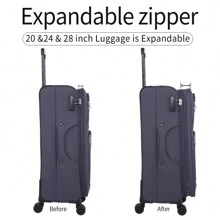 Lightweight And Durable Polyester Travel Luggage, Each Size Has Expandable Layer, Ideal For Moving, Business Trips, And Travel Bag For School School Accessories School Stuff - Grey - View 4