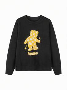 mini bala Teen Boy Sweater Autumn Baby Pullover Knit Sweater - Black - View 4
