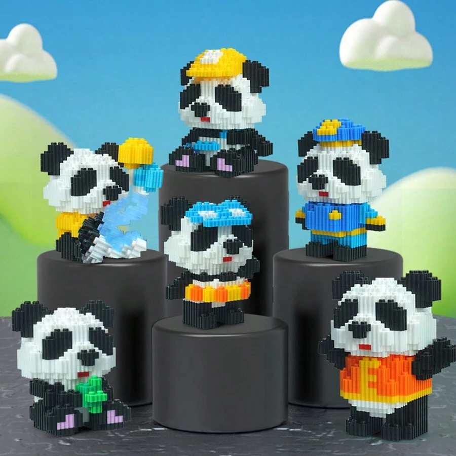 1 Stück kreative Panda Handwerksblock Figur, Heimdekoration Tierfigur, ideales Geschenk für Valentinstag, Halloween, Weihnachten, Geburtstag - Verschiedenfarbig - Übersicht 1