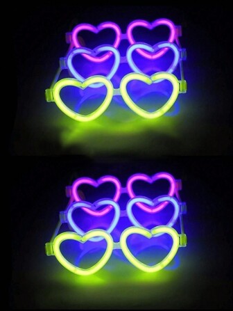 Heart-Shaped Liquid Glow Glasses, Luminous Glasses, Neon Glasses, Glow Stick Glasses, Adult Bulk Glow Glasses For Dancing, Wedding, Birthday, Party, Suitable For All Holidays And Daily Wear, Party Glasses And Party Accessories, Christmas Advent Calendar