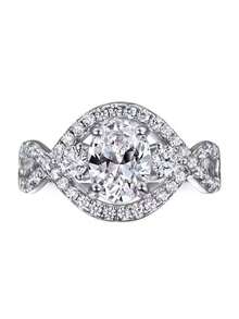 1 chiếc nhẫn thiết kế hình hoa xoắn kim cương Moissanite 1ct hình bầu dục, sang trọng và thời trang dành cho phụ nữ, thích hợp để đeo hàng ngày, món quà tuyệt vời cho ngày lễ tình nhân, giáng sinh, đính hôn, đám cưới - Bạc - Xem 7