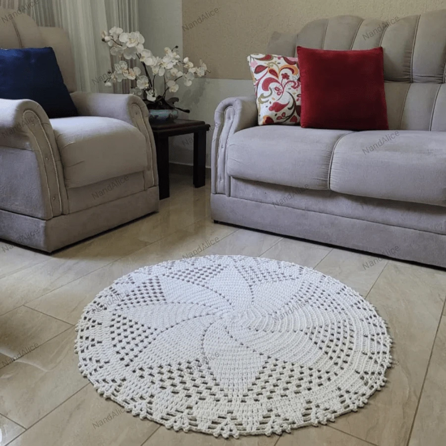Knitted Rug, Handmade Living Room, Round Model, Use For Living Room ...