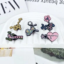 可爱 5 件分子结构珐琅别针定制化学元素符号胸针翻领徽章趣味珠宝礼物，适合学生朋友万圣节情人节礼服配饰别针用于衣服包包饰品学校办公室配饰衬衫夹克圣诞节衣服别针教师礼物 - 彩色 - 查看 5