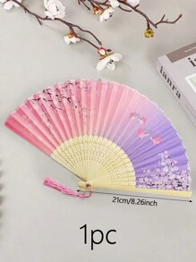 1pc Random Pattern Japanese Style Tassel Portable Folding Fan, Summer