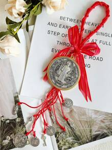 2 Stücke/Set Sankt Benedikt Medaille Schutz Segnung Anhänger Katholisch San Benito Medalla Handgemachter Schmuck Weihnachts- Halloween Geschenk Anhänger Auto Hängeanhänger für Herren und Damen