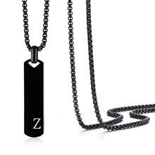 1 件简约时尚不锈钢 26 字母吊坠项链，60 厘米不锈钢盒链，适合作为送给朋友和爱人的礼物 - 簡約時尚不鏽鋼26字母項鍊吊墜 - 查看 47