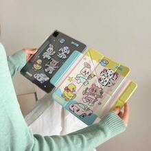 Acrylic Y-Fold Magnetic Detachable IPad Case With Bear, Rabbit & Dog Illustration, Compatible With Ipad Mini 6, IPad Pro, IPad Air 6 - Multicolor - View 9