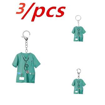 3个/1个护士钥匙扣 - 2D亚克力设计，带听诊器和姓名牌亚克力吊坠 - 非常适合护士节、万圣节、学校信件、汽车饰品、可爱哥特风Y2K圣诞节礼物创意、包包饰品、带证件夹的挂绳、汽车饰品、包包挂饰、汽车、老师、朋友、姐妹