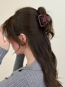 1pc Ancle Red Trapezium Hair Claw Clips Claw Barrette Hair Accessories Hair Jaw Clip Hair Clamps Hair Clutch Hair Catcher Clip, School Stuff, College Fall Winter Hair Clip Bows For Vacation Outfits Woman