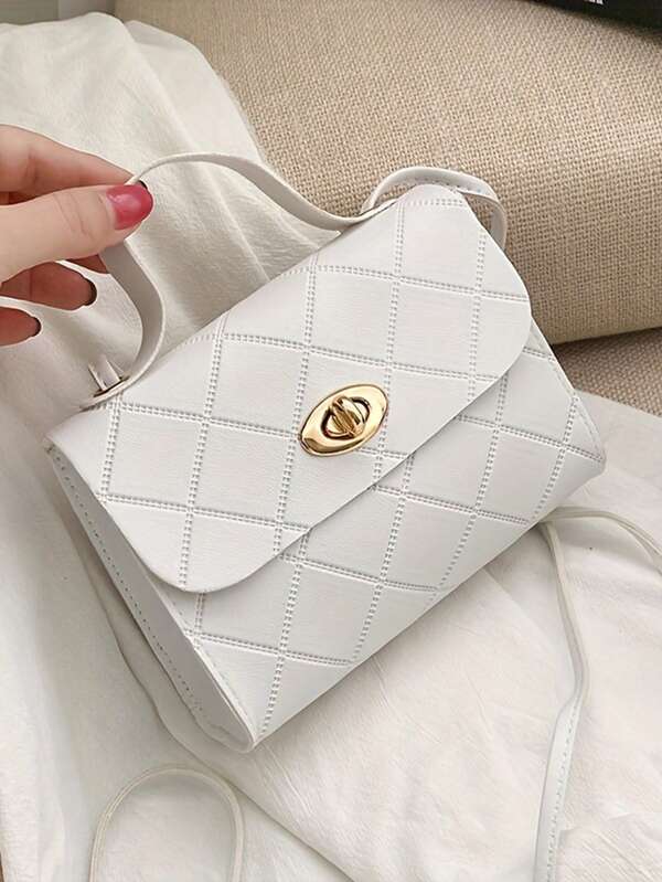 Mini Argyle Quilted Crossbody Bag,Small Square Handbag, Fashion Flap Mobile Phone Bag, Key Bag