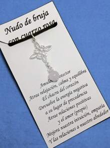 Witch Knot Necklace Pewter Protection Quartz Protection Amulet Evil Eye - Rose Quartz - View 3