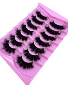 New 7 Pairs 9D Thick 16-25mm Artificial Mink Eyelashes, Fluffy & Dramatic Look, False Eyelashes Dramatic Volume Lashes Extension Thick Long Reusable Extended Makeup