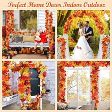 1 包黄红秋季枫叶花环，68.5 英尺人造枫叶秋季花环悬挂秋季藤蔓桌面装饰前门秋季装饰感恩节装饰室外室内装饰 - 彩色 - 查看 7