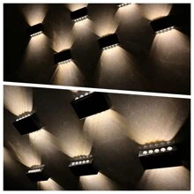 6pcs/1pc Outdoor Solar Wall Lights, Easy Installation, 8/10 LED Waterproof Up & Down Lighting Decorative Lamps, Suitable For Garden, Yard, Park, Wall