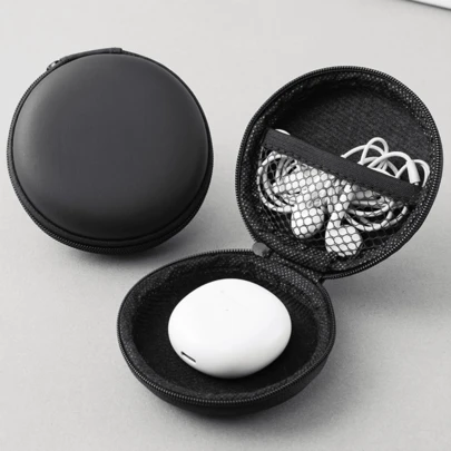 1pc Portable Zipper Storage Pouch, Suitable For Organizing Cables, Earphones, Bluetooth Headsets, Circular Zipper Design, Multi-Purpose Storage, Solves Messy Desk, Perfect Gift For Holidays, Birthdays, Loved Ones