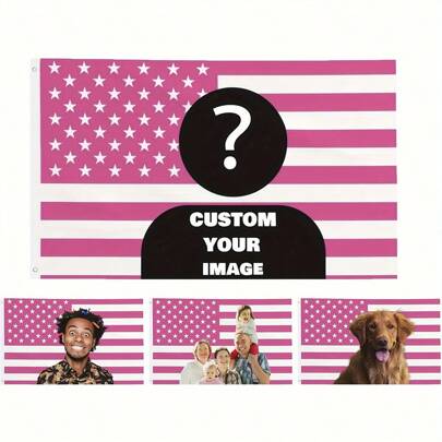 1pc Customizable Pink American Flag- Personalized Polyester Decorative Flag For Garden, Clubs, Concerts, Bars, Dorms, Living Rooms, Bedrooms - No Electricity Needed Multi-Functional, Reusable For Graduation, For Weddings, For Housewarming Dining Room, Living Room, Bedroom, Office, Tea Room, Home, Garden, Christmas,Gala Night,Xmas Decoration,High-Quality