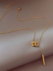 1pc Stainless Steel Simple Bar Pendant Necklace, Versatile Choker Necklace For Daily Wear