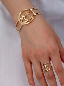 1套女裝時尚套裝，極簡海洋風格，個性化海貝殼、海星、金色手鐲、戒指套裝，適用於日常通勤、派對等 - 海星貝殼套裝 - 查看 12