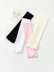 1pc Heart Design Solid Color Tight Leggings For Girls, Comfortable Dance Tights For Fall/Winter - White - View 3