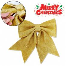 2pcs Christmas Bow Powder Bow Christmas Tree Hanging Decor - Gold - View 3