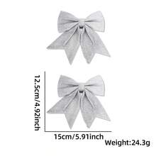 2pcs Christmas Bow Powder Bow Christmas Tree Hanging Decor - Gold - View 2