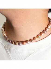 MYSOYA 100% Handmade Natural Purple & Pink Baroque Pearl Necklace, 10-12mm Real Pearl Necklace With Gold Clasp, Gift Box Included, Unisex Jewelry, Gift For Him/Her, Suitable For Daily Wear, Birthday, Anniversary, Wedding, Valentine's Day, Christmas, New Year - Necklace - View 5