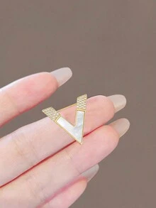 1 pieza Broche de flor para mujer, alfiler de solapa, accesorio decorativo para ropa, clip antideslizante para cuello, alfiler para suéter, accesorio para Halloween - Dorado - Ver 4