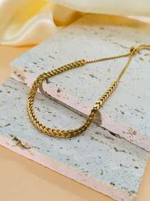 1pc Wheat Spike Titanium Steel Drawstring Bracelet For Women, New & Unique INS Design, Lightweight Luxury Hand Accessory - Yellow Gold - View 5
