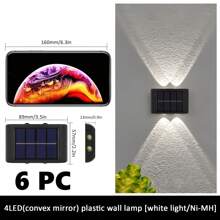 6pcs/1pc Outdoor Solar Wall Lights, Easy Installation, 8/10 LED Waterproof Up & Down Lighting Decorative Lamps, Suitable For Garden, Yard, Park, Wall