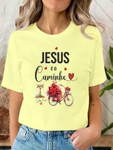 Christian T-Shirt Blouse, Coffee Butterfly, Casual Fashion, Fashion, Plus Size Baby Look Colorful - Màu vàng - Xem 1