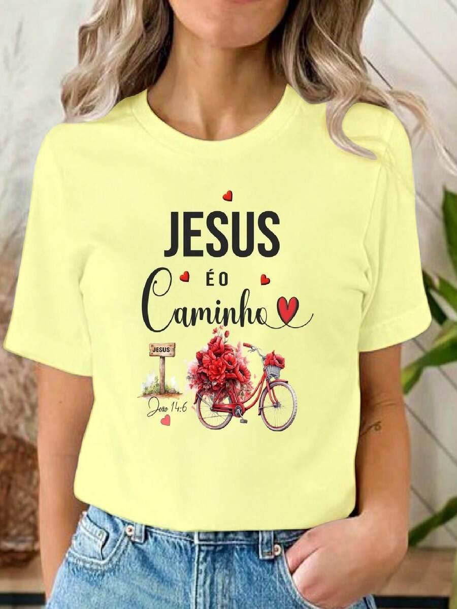 Christian T-Shirt Blouse, Coffee Butterfly, Casual Fashion, Fashion, Plus Size Baby Look Colorful - Màu vàng - Xem 1