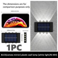 6pcs/1pc Outdoor Solar Wall Lights, Easy Installation, 8/10 LED Waterproof Up & Down Lighting Decorative Lamps, Suitable For Garden, Yard, Park, Wall