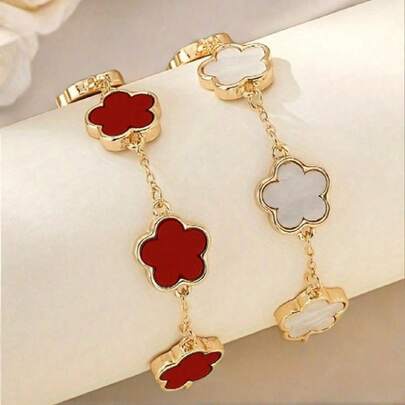 Set de 2 pulseras con trébol clásico en negro, blanco y verde, regalo para el Día de San Valentín, Día de la Madre