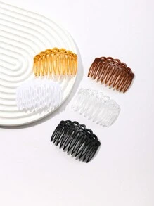 4支装 7.5厘米 11齿 女士优雅PS（聚苯乙烯）侧梳，适合日常佩戴、发饰、婚礼、新娘发型设计、侧梳、头饰 - 彩色 - 查看 4