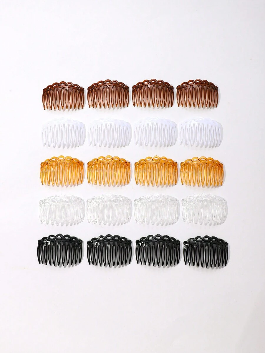 4支装 7.5厘米 11齿 女士优雅PS（聚苯乙烯）侧梳，适合日常佩戴、发饰、婚礼、新娘发型设计、侧梳、头饰 - 彩色 - 查看 1