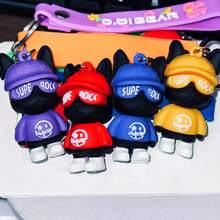2pcs KitSuper Cool Hat Fighting Dog Keychain 3D Three-Dimensional Doll Street Pendant Keychain Small Gift - Nhiều màu - Xem 3