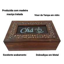 Hộp Đựng Túi Trà Có 3 Ngăn Đựng Đồ Bằng Gỗ Nguyên Khối Được Xử Lý Coquinho - màu nâu - Xem 3