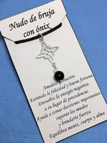 Witch Knot Necklace Pewter Protection Quartz Protection Amulet Evil Eye - 瑪瑙 - 查看 3
