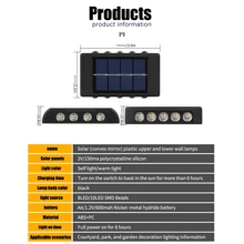 6pcs/1pc Outdoor Solar Wall Lights, Easy Installation, 8/10 LED Waterproof Up & Down Lighting Decorative Lamps, Suitable For Garden, Yard, Park, Wall