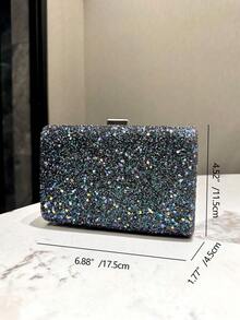 1 chiếc túi cầm tay đính sequin lấp lánh có dây xích, thích hợp cho tiệc tùng, đám cưới, dịp trang trọng, túi đeo vai xích kim loại thời trang dành cho nữ - Nhiều màu - Xem 3