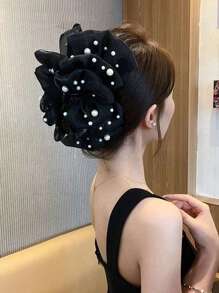 topshiny 1pc Fashion Faux Pearl Bow Hair Clip, Elegant Accessory For Women And Girls, Suitable For Daily Outfit And Photography Hair Claws Claw Clips Hair Clips Hair Jaw Clip Hair Clamps Hair Clutch Hair Catcher Clip Fall Winter Hair Accessories For Women For Vacation Outfits Woman