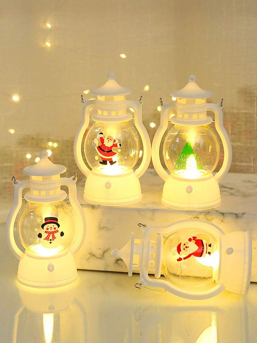 1件聖誕風格LED電子蠟燭 聖誕老人雪人聖誕樹烘焙裝飾場景布置 便攜小油燈桌面裝飾,聖誕 - 白色 - 查看 1