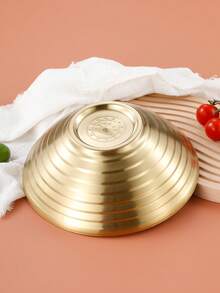 5pcs 22cm Gold Threaded Large Bowls, 304 Stainless Steel, Suitable For Pasta, Salad, Vegetables, Fruits, Party & Gathering - Gold - View 4