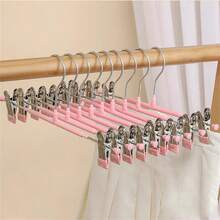 5 chiếc kẹp treo quần bằng thép không gỉ có thể điều chỉnh, chống trượt, vô hình, dễ sử dụng, thích hợp cho tủ quần áo và gia đình, áp dụng cho váy, quần, tất và đồ lót, cửa hàng quần áo, tiệm giặt là, khách sạn, nhà nghỉ - Hồng - Xem 7