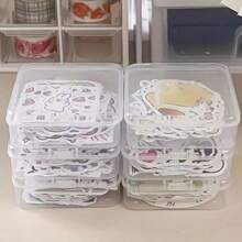 6pcs Desktop Organizer Storage Box Grid Tray For Charging Cable, Power Cord, Office Supplies Back To School - Clear - View 13