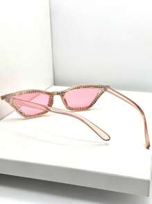 1 chiếc kính thời trang lễ hội âm nhạc Y2K đính đá hình tam giác cổ điển, kính trang trí tiệc Gala Châu Âu & Mỹ cho kỳ nghỉ bãi biển mùa hè, ngoài trời, du lịch - Hồng - Xem 3